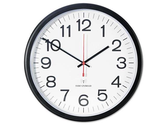Indoor/Outdoor Clock, Atomic, 13-1/2', Black