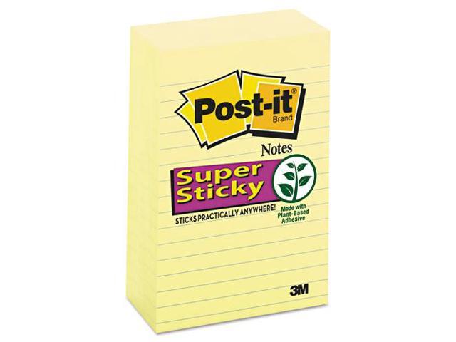 3M 6605SSCY Super Sticky Notes 4 x 6 Canary Yellow Five 90-Sheet Pads Pack