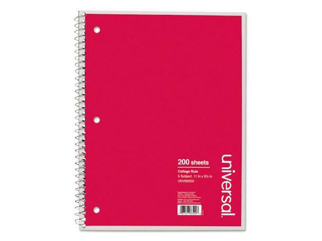 Universal 5 Sub. Wirebound Notebook 11 x 8 1/2 College Rule 200 Sheets Black Cover 66500