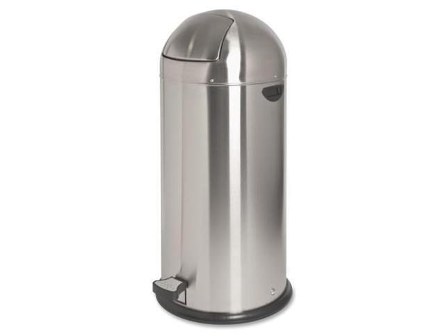 Genuine Joe Round-Top Pedal Receptacle Bin - Steel - Stainless Steel