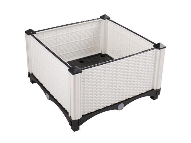 Modern Home Raised Planter Kit - Stackable Modular Flower/Garden Bed Kit (White)
