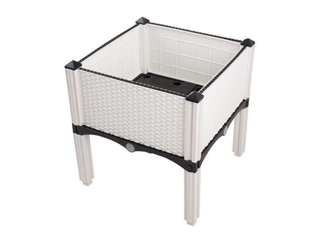 Modern Home Raised Planter Kit - Stackable Modular Flower/Garden Bed Kit (White)
