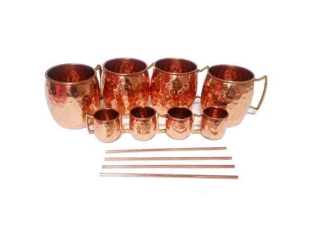 Photos - Barware Set of 4 Moscow Mule Mug / Shot Glass / Straw Complete Set 100 Copper SETO