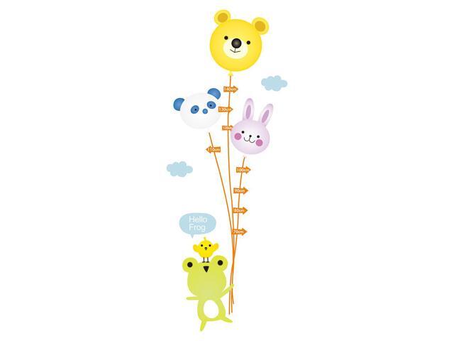 Modern Home 3D Bear Night Light & Growth Chart Wall Decal: Battery Operated LED Lamp & Animal Height Ruler for Nursery Decor