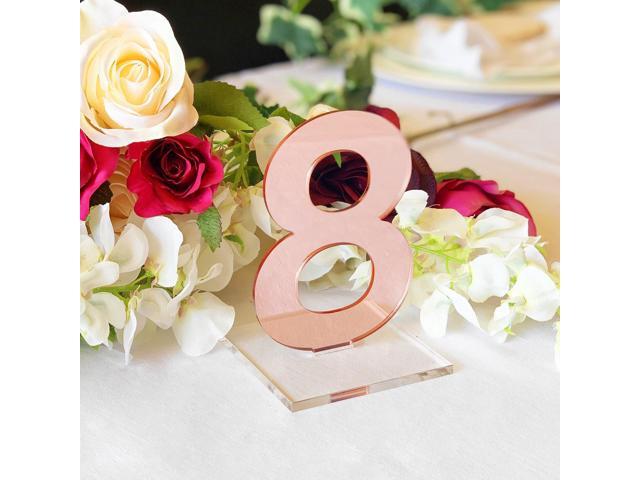 OnDisplay Luxe Laser Cut Mirrored Acrylic Wedding/Party/Event Table Numbers (Rose Gold, 1-10)