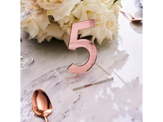 OnDisplay Luxe Laser Cut Mirrored Acrylic Wedding/Party/Event Table Numbers (Rose Gold, 1-10)