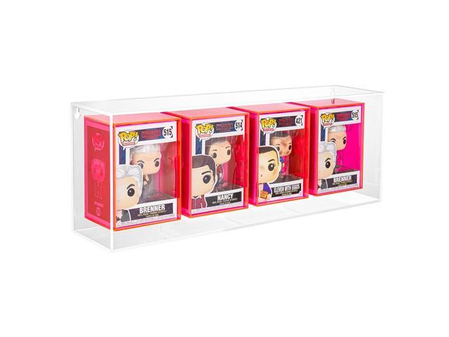 OnDisplay Wall/Table Mount Deluxe Acrylic Display for Funko Pop/Dolls/Figurines (4 Section - Neon Green)