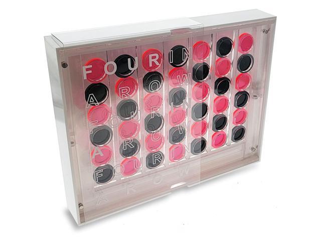 OnDisplay Luxe Acrylic Four In A Row Game w/Acrylic Storage Box (Pink/Black)