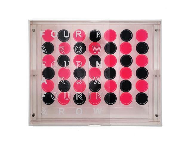 OnDisplay Luxe Acrylic Four In A Row Game w/Acrylic Storage Box (Pink/Black)