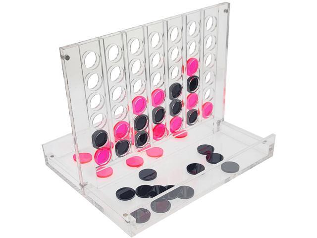OnDisplay Luxe Acrylic Four In A Row Game w/Acrylic Storage Box (Pink/Black)