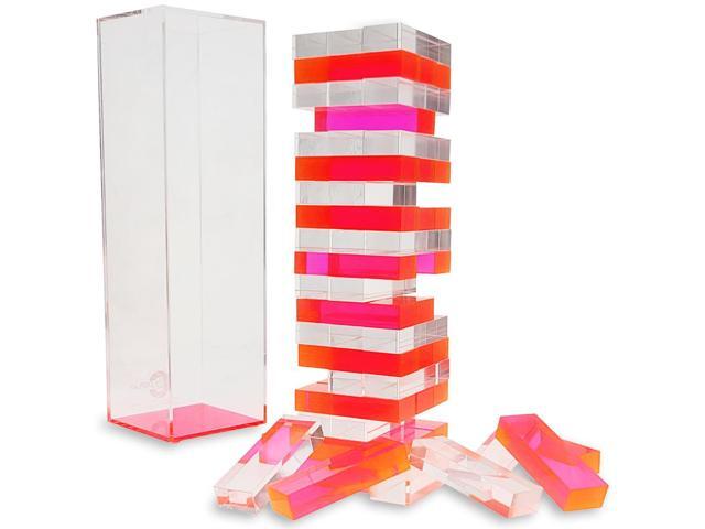 OnDisplay 3D Luxe Acrylic Stacking Tower Puzzle Game (Pink/Clear)