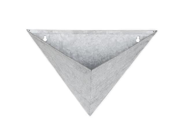 Modern Home Triangle Living Wall Mounted Galvanized Steel/Zinc Succulent/Herb Planter (Aged Zinc, Single)