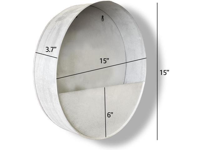 Modern Home Round Living Wall Mounted Galvanized Steel/Zinc Succulent/Herb Planter (Aged Zinc, Large)
