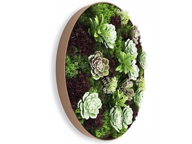 Modern Home 20' Circle Vertical Hanging Artificial Succulent Wall Art - Wall Mount 3D Garden Greenery