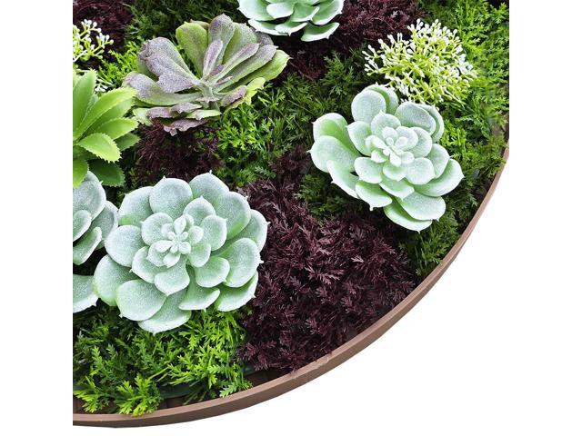 Modern Home 20' Circle Vertical Hanging Artificial Succulent Wall Art - Wall Mount 3D Garden Greenery