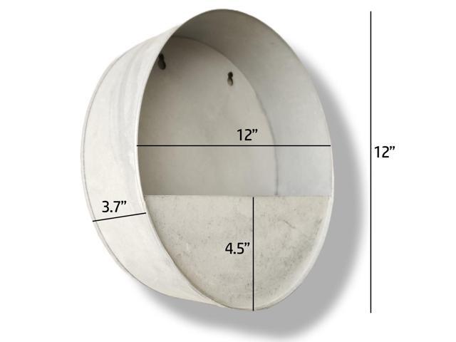 Modern Home Round Living Wall Mounted Galvanized Steel/Zinc Succulent/Herb Planter (Aged Zinc, Medium)