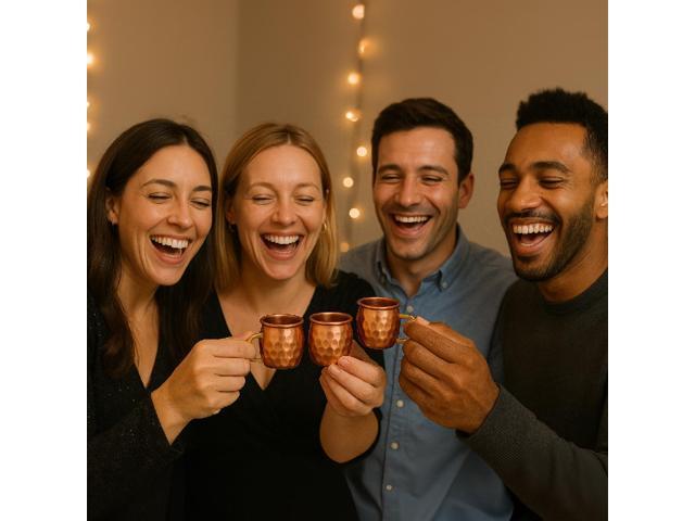 Modern Home Set of 2 Handmade 100% Copper Moscow Mule Shot Glasses 2oz Hammered Mini Mugs