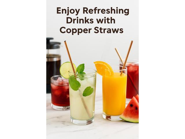 Modern Home Authentic 100% Solid Copper Moscow Mule Straws - Handmade in India (Set of 2)
