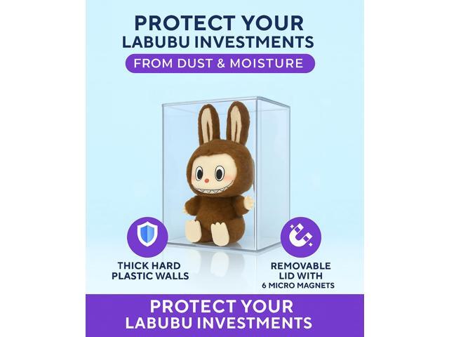 OnDisplay Premium Hard Protector Case for Labubu Dolls and Keychains - Stackable Acrylic Display Case (1)