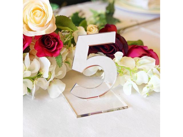 OnDisplay Luxe Laser Cut Mirrored Acrylic Wedding/Party/Event Table Numbers (Silver, 11-15)