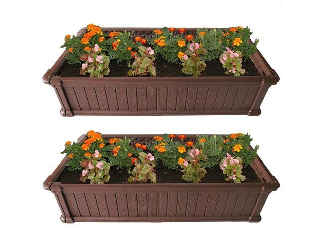 Modern Home Raised Garden Bed Kit - Stackable Modular Flower/Planter Kit (4'x2' Brown, Set of 2)