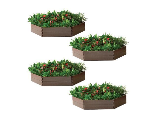 modern home raised garden bed kit - stackable hexagon modular flower/planter kit (set of 4)