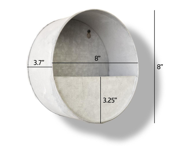 Modern Home Round Living Wall Mounted Galvanized Steel/Zinc Succulent/Herb Planter (Aged Zinc, Small)