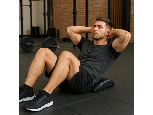 Ergonomic Ab Mat Sit Up Pad Core Trainer with Foam Support & Non-Slip Cover (Black)
