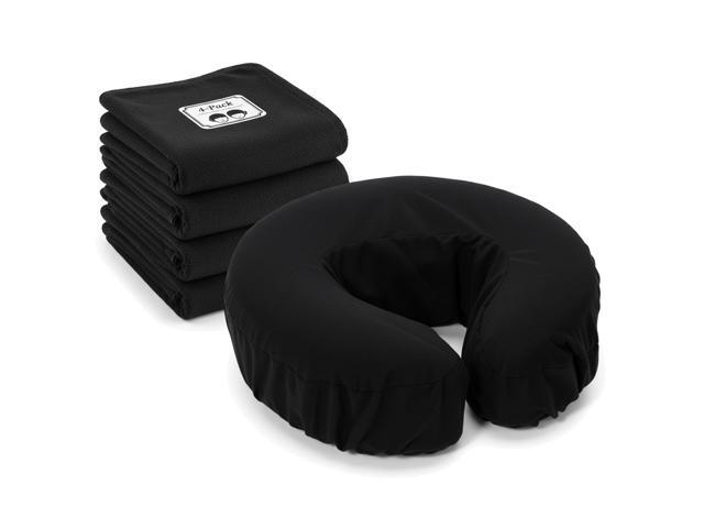 Royal Massage Flannel Face Rest Covers Ultra Soft Cotton Elastic Fit for Massage Table Cushions Machine Washable 4 Pack (Black)