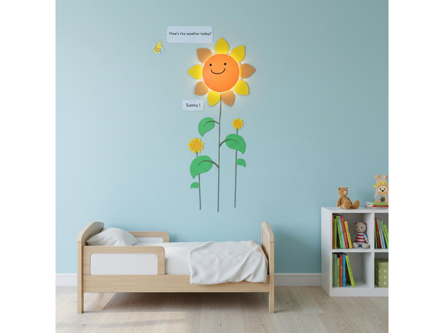Modern Home 3D Bear Night Light & Growth Chart Wall Decal: Battery Operated LED Lamp & Animal Height Ruler for Nursery Decor