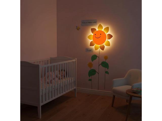 Modern Home 3D Bear Night Light & Growth Chart Wall Decal: Battery Operated LED Lamp & Animal Height Ruler for Nursery Decor