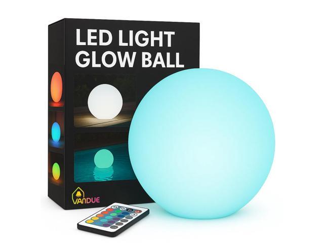 Vandue Color-Changing LED Light Ball Rechargeable Glow Sphere with Remote Waterproof RGB Night Light for Indoor/Outdoor (6 Inch)