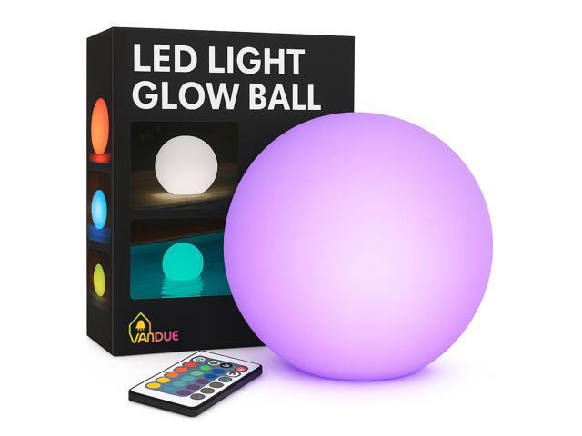 Vandue Color-Changing LED Light Ball Rechargeable Glow Sphere with Remote Waterproof RGB Night Light for Indoor/Outdoor (8 Inch)
