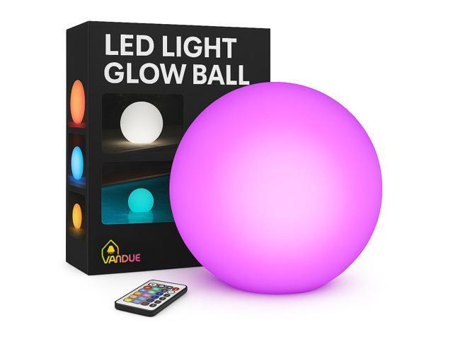 Vandue Color-Changing LED Light Ball Rechargeable Glow Sphere with Remote Waterproof RGB Night Light for Indoor/Outdoor (12 Inch)