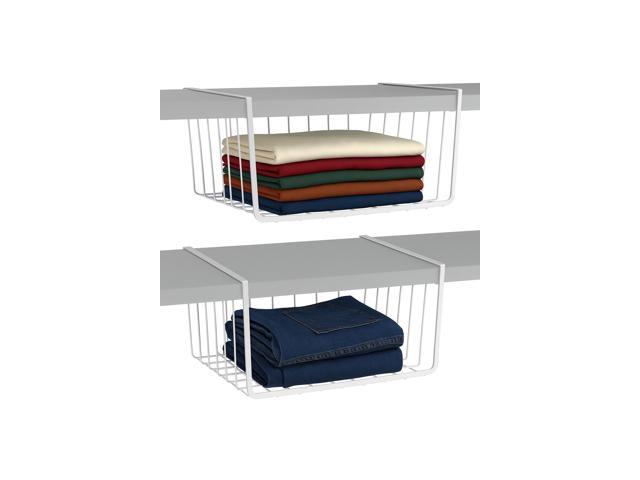 Modern Home Cabinet Wire Hanging Basket Shelves - Space Saving Under Shelf Storage Organizer (Set of 2 11')