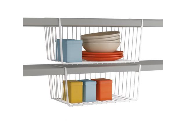 Modern Home Cabinet Wire Hanging Basket Shelves - Space Saving Under Shelf Storage Organizer (Set of 2 15')