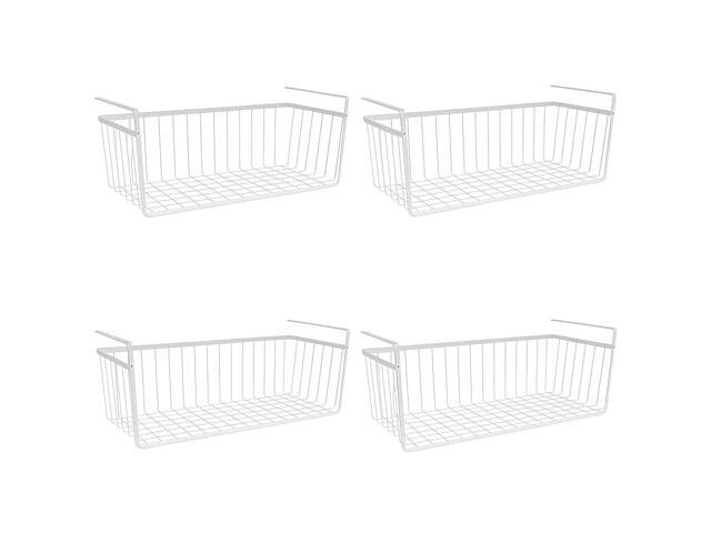 Modern Home Cabinet Wire Hanging Basket Shelves - Space Saving Under Shelf Storage Organizer (Set of 4 19')