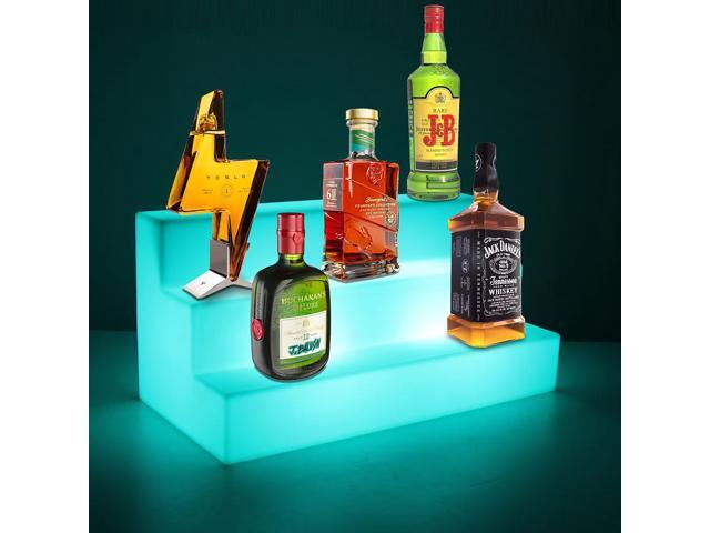 OnDisplay Luxe Wireless Rechargeable LED Lighted Bar Stage Display - Expandable Glowing Liquor Bottle Shelf