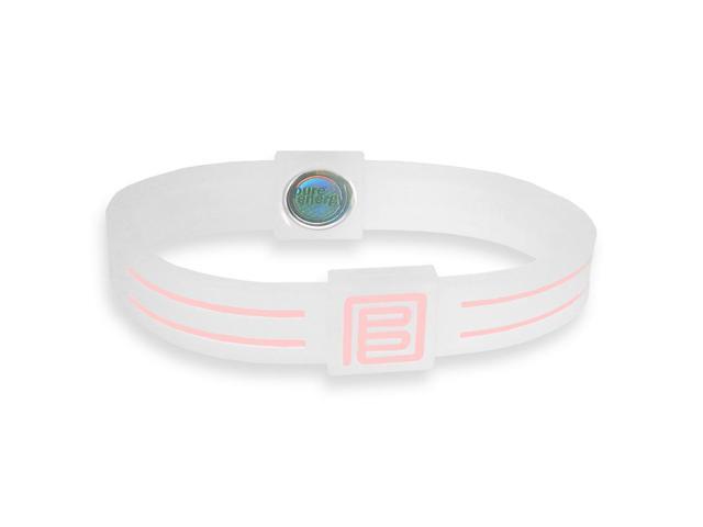Pure Energy Duo Balance Band - Hologram Frequency Embedded Technology Silicone Bracelet(Clear White/Pink, 8')
