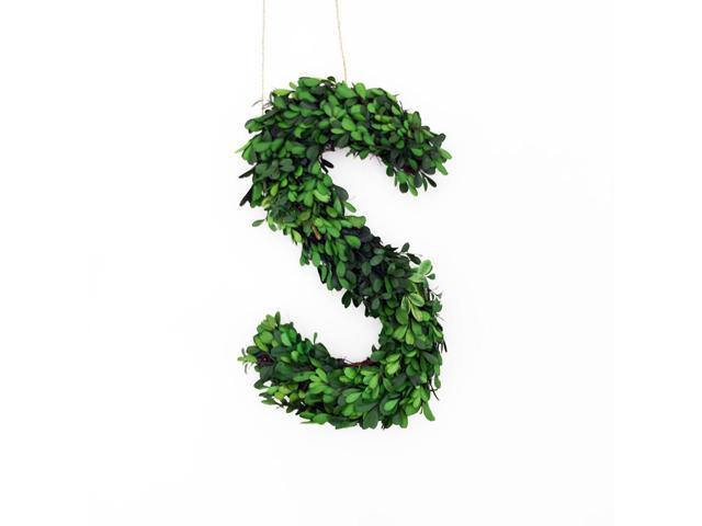 Modern Home 12' Real Preserved Boxwood Monogram Wreath Letters - F