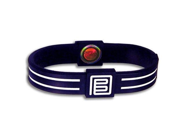 Pure Energy Duo Balance Band - Hologram Frequency Embedded Technology Silicone Bracelet(Navy/White, 7')