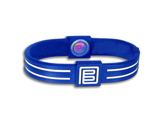 Pure Energy Duo Balance Band - Hologram Frequency Embedded Technology Silicone Bracelet(Roal Blue/White, 7')