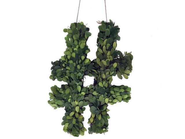 Modern Home 12' Real Preserved Boxwood Monogram Wreath Letters - Hashtag