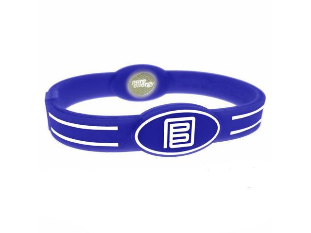 Pure Energy Flex Balance Band - Hologram Frequency Embedded Technology Silicone Bracelet (Royal Blue/White, S)