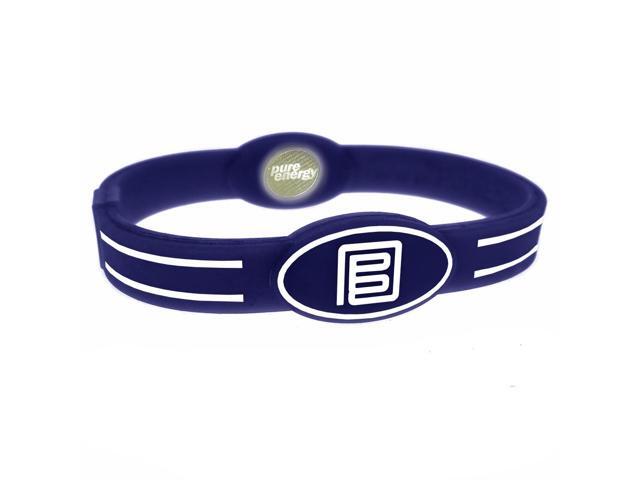 Pure Energy Flex Balance Band - Hologram Frequency Embedded Technology Silicone Bracelet (Navy Blue/White, S)