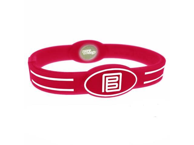 Pure Energy Flex Balance Band - Hologram Frequency Embedded Technology Silicone Bracelet (Red/White, M)
