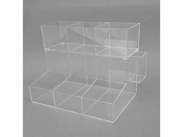 OnDisplay Acrylic Coffee Station & Condiment Organizer Modular Detachable Top Tier 6 Compartments for Sugar Packets, Creamers, Syrups, Hot Cups,...