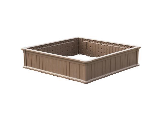 Modern Home Raised Garden Bed Kit - Stackable Modular Flower/Planter Kit (4'x4' Brown, Single)