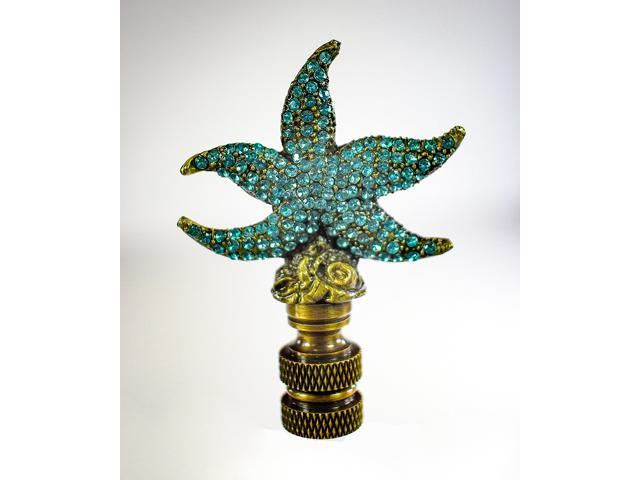 Photos - Chandelier / Lamp Starfish with Aegean Blue Glass Lamp Finial Antique Metal 2.5'h F401AB