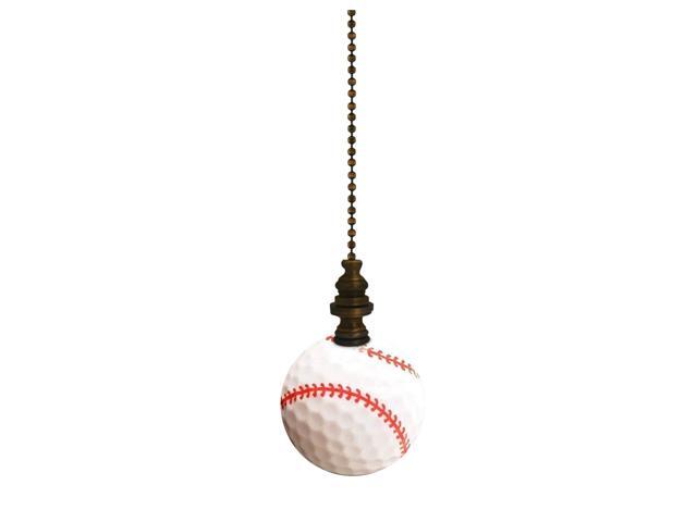 Baseball Ceiling Fan Pull, 2.25'h with 12' Antiqued Brass Chain